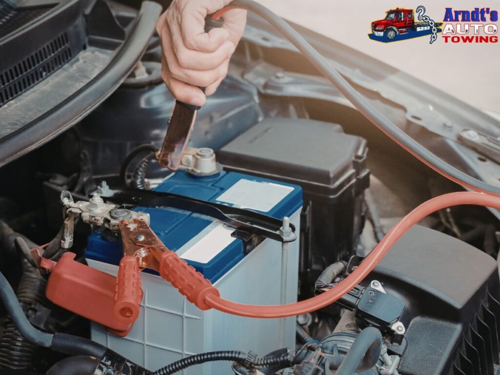 Winter roadside emergency dead battery ice ditch recovery Southwest Michigan Berrien County Benton Harbor